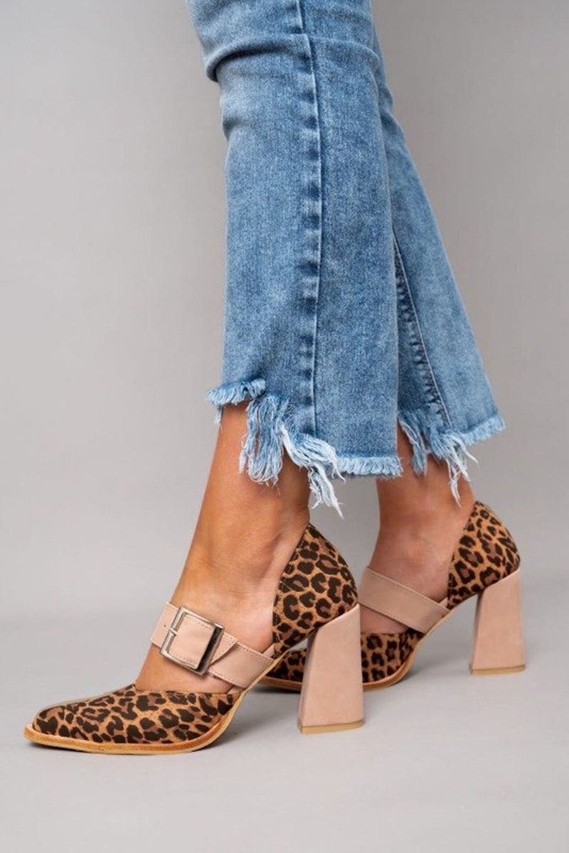 Avano™ - Leopardenmuster-Sandalen aus Wildleder mit stabilem Absatz