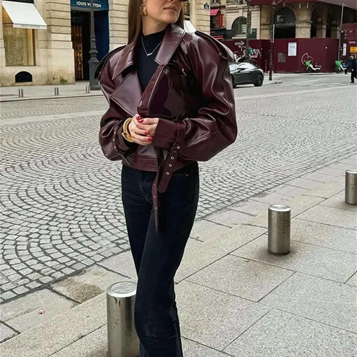 Mila | Luxuriöse rote Herbstjacke aus Leder