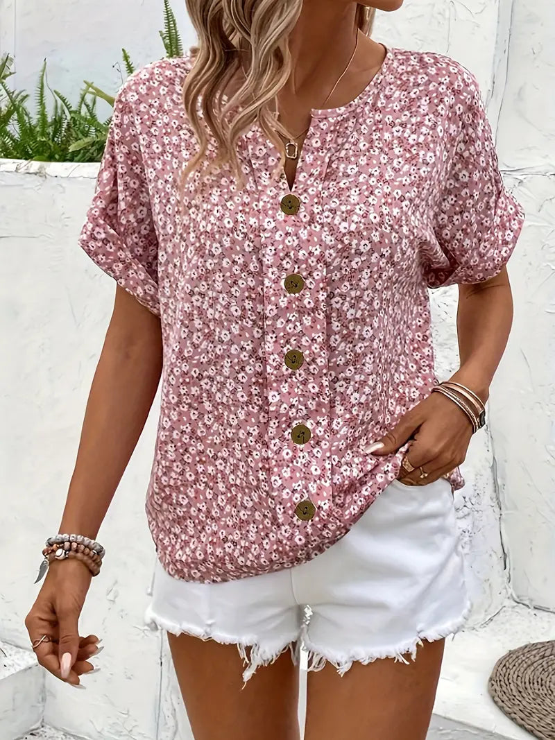 Geblümte Button-up-Bluse