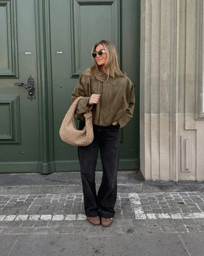 Luna™ – Faux Suede Bomber Jacket