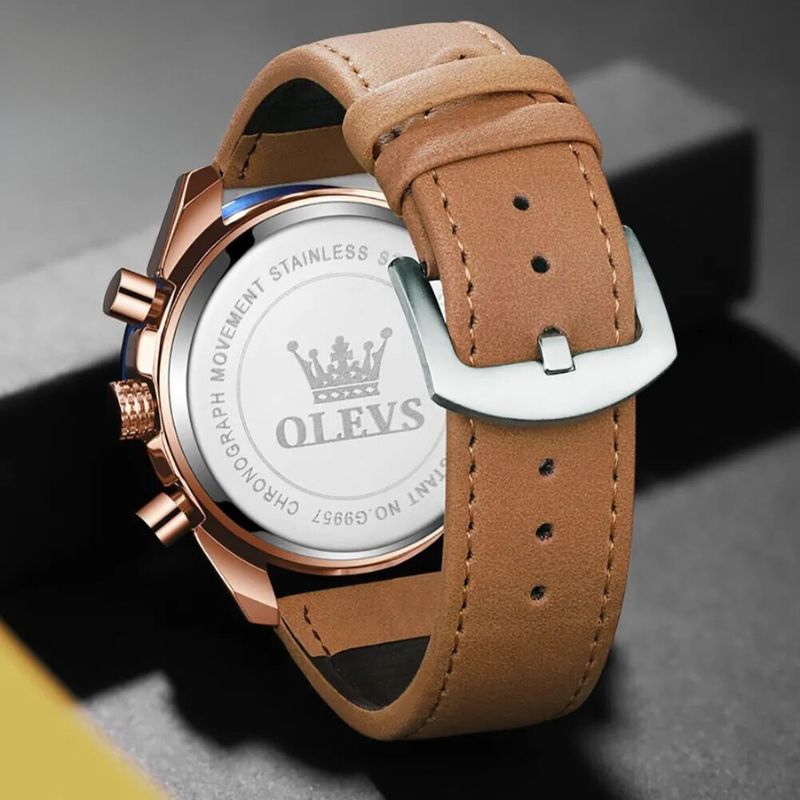 Klassische Quarzuhr mit Lederarmband
