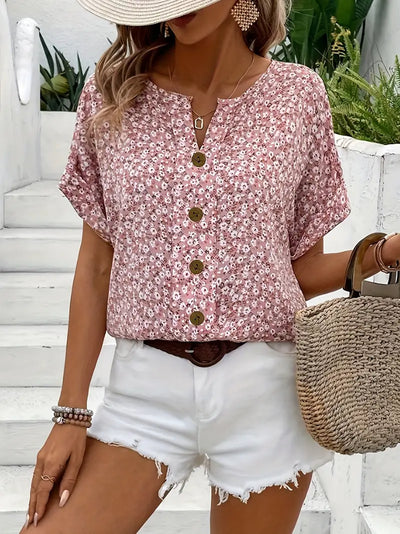 Geblümte Button-up-Bluse