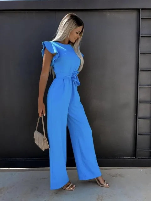 Nontokozo™ - Eleganter Jumpsuit mit Rüschen und Gürtel