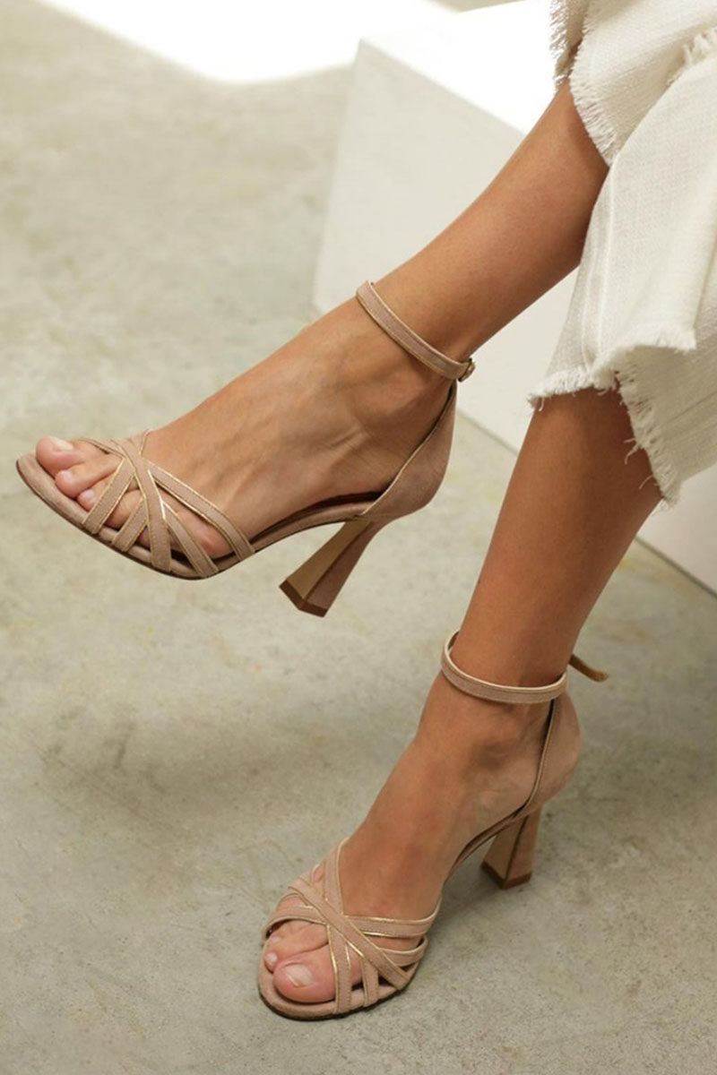 Marona™ - Patchwork-Sandalen mit runder Spitze und dünnem Absatz