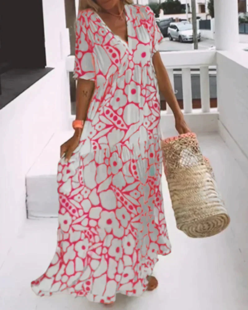 Christine | Fließendes Sommerkleid mit V-Ausschnitt-Charme