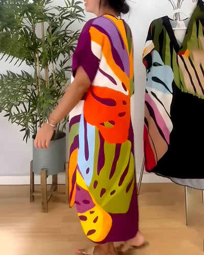 Roos™ - Lässiges Kleid mit Bunter Blattprint