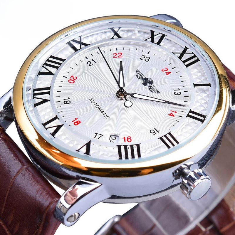 Luxuriöse Automatik-Lederuhr