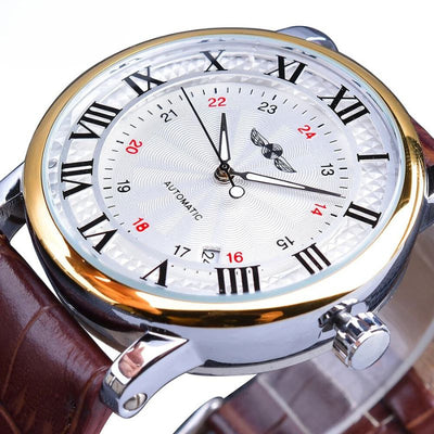 Luxuriöse Automatik-Lederuhr