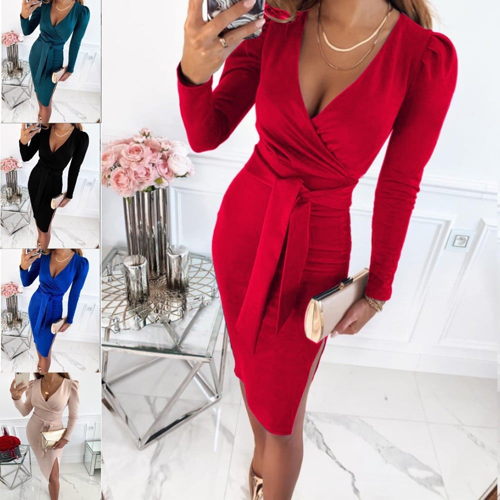 Melina™ - Stilvolles Midikleid mit V-Ausschnitt und Bindebändern