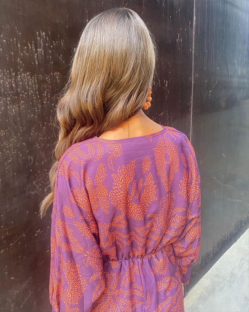 Luisa™ - Langärmeliges Midikleid mit Drapierungen im Vintage-Stil