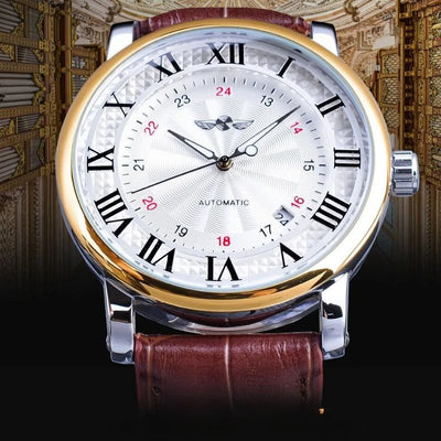 Luxuriöse Automatik-Lederuhr