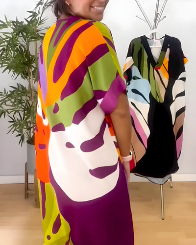 Roos™ - Lässiges Kleid mit Bunter Blattprint