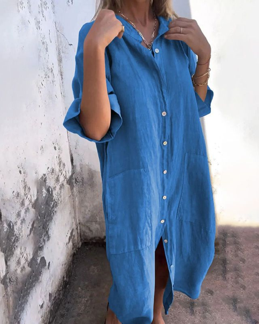 Melany - Ibiza Style Lässiges Hemdkleid in Knielänge