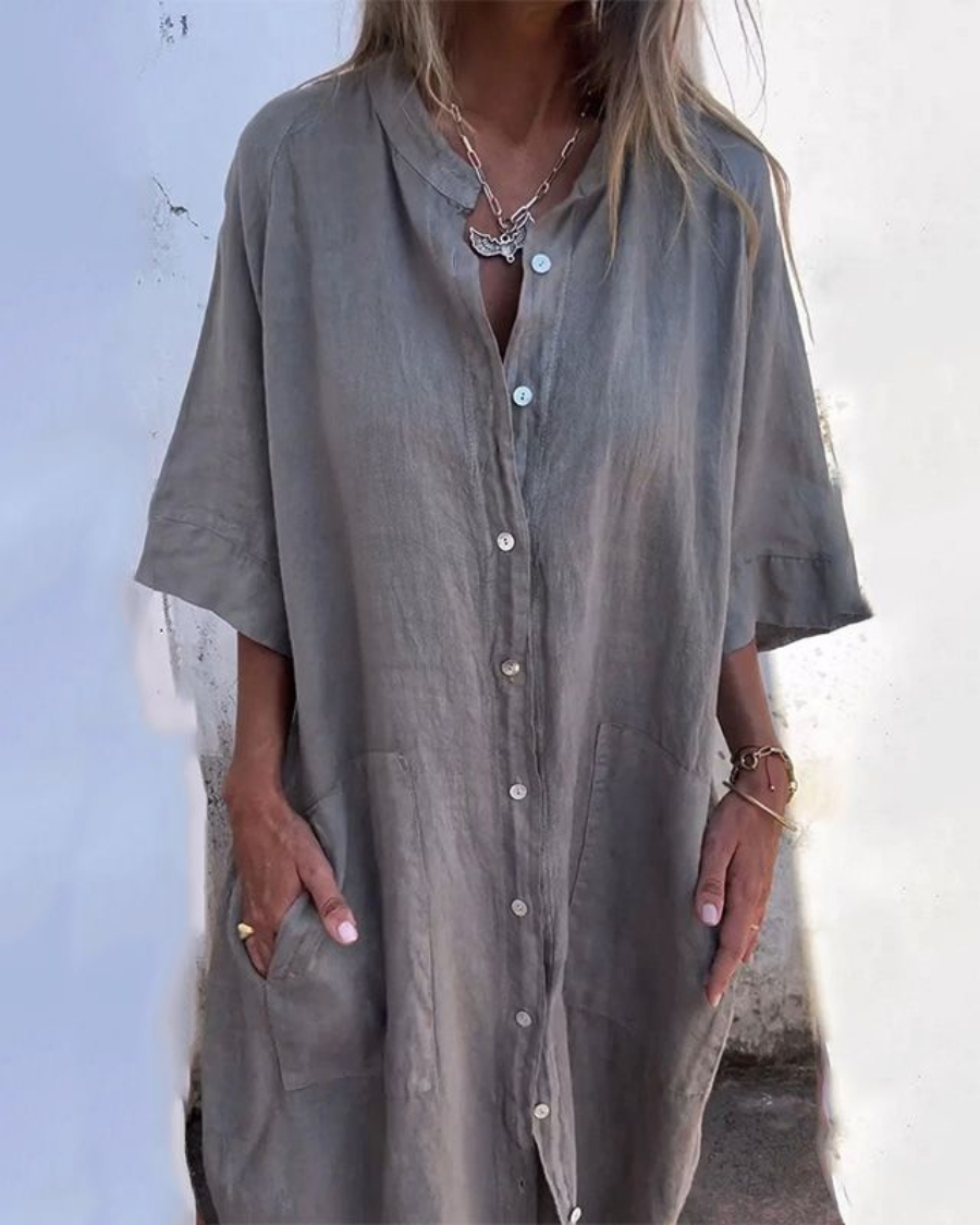 Melany - Ibiza Style Lässiges Hemdkleid in Knielänge
