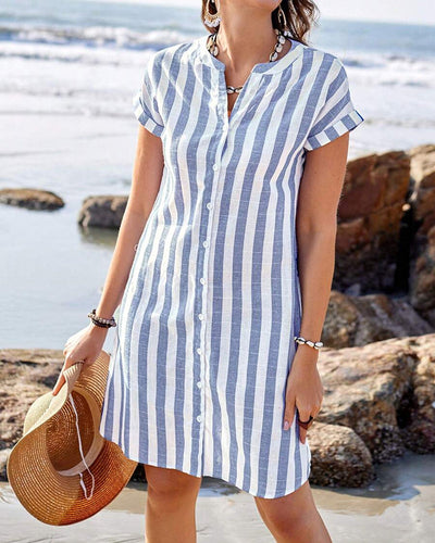Elegantes gestreiftes Hemdblusenkleid