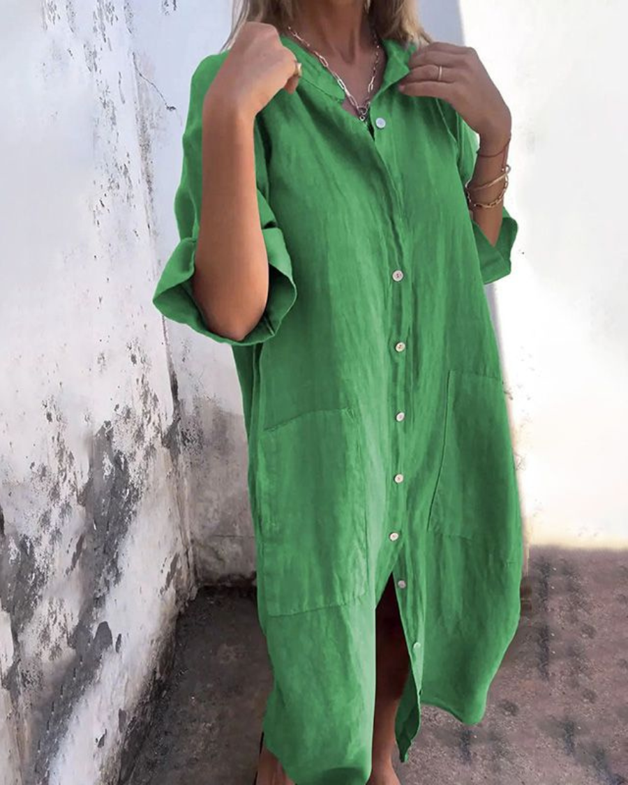 Melany - Ibiza Style Lässiges Hemdkleid in Knielänge