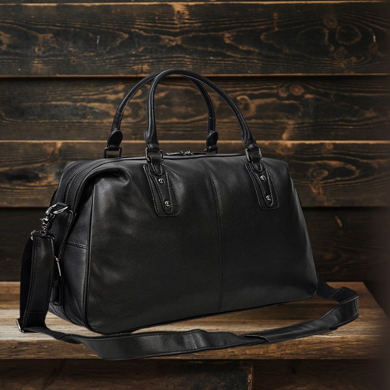 Schwarze Leder-Handtasche | AALBORG