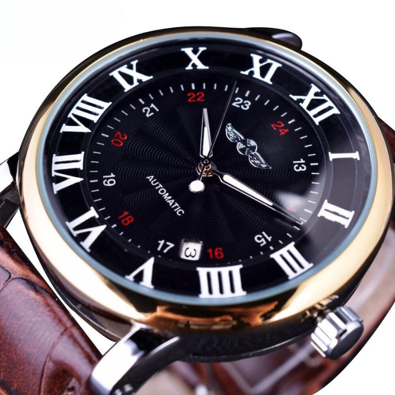 Luxuriöse Automatik-Lederuhr