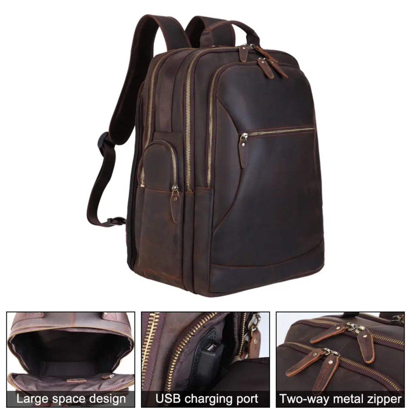 Provo™ - Lederrucksack mit großem Fassungsvermögen