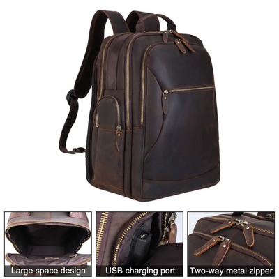 Provo™ - Lederrucksack mit großem Fassungsvermögen