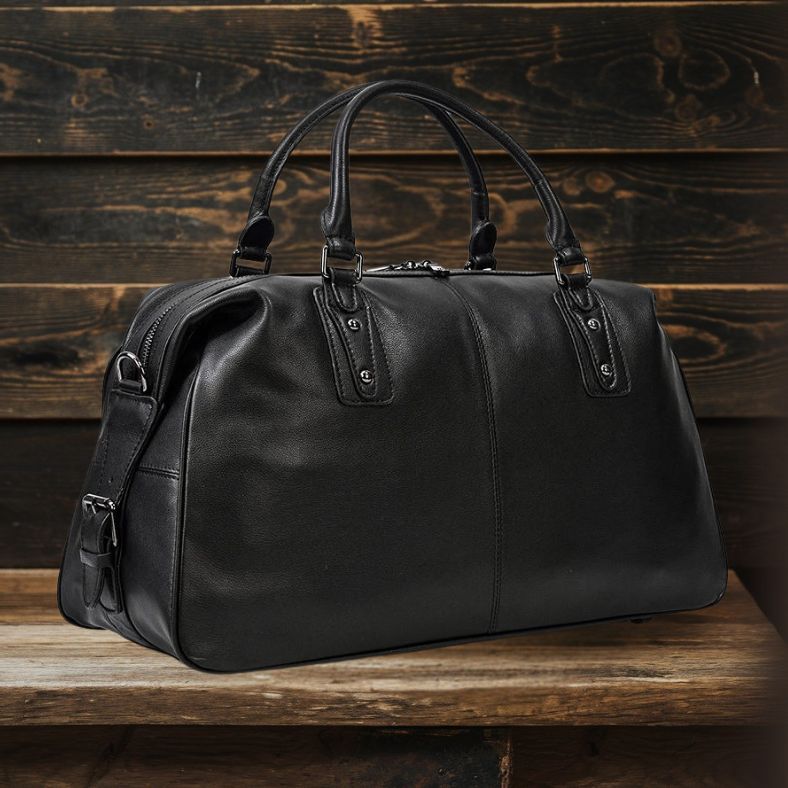 Schwarze Leder-Handtasche | AALBORG