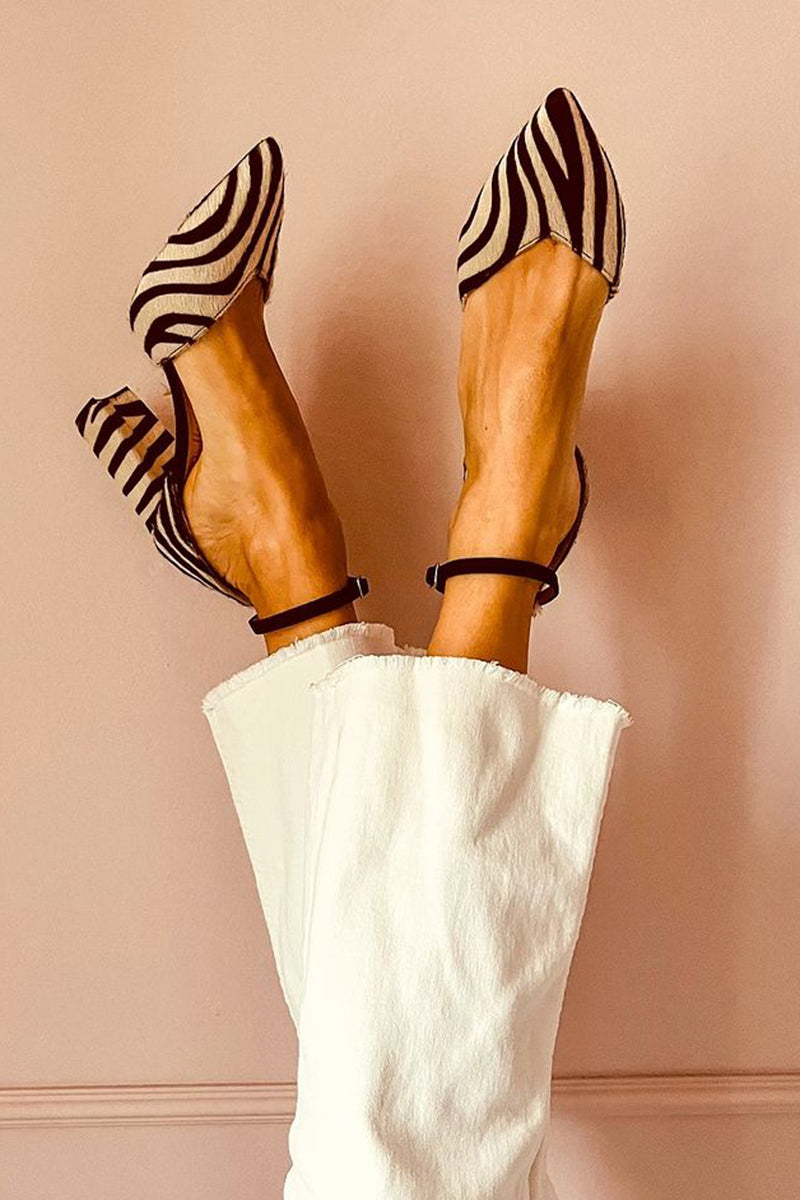 Mirai™ - Sandalen mit mittelhohem Absatz und Zebra-Muster am Riemen