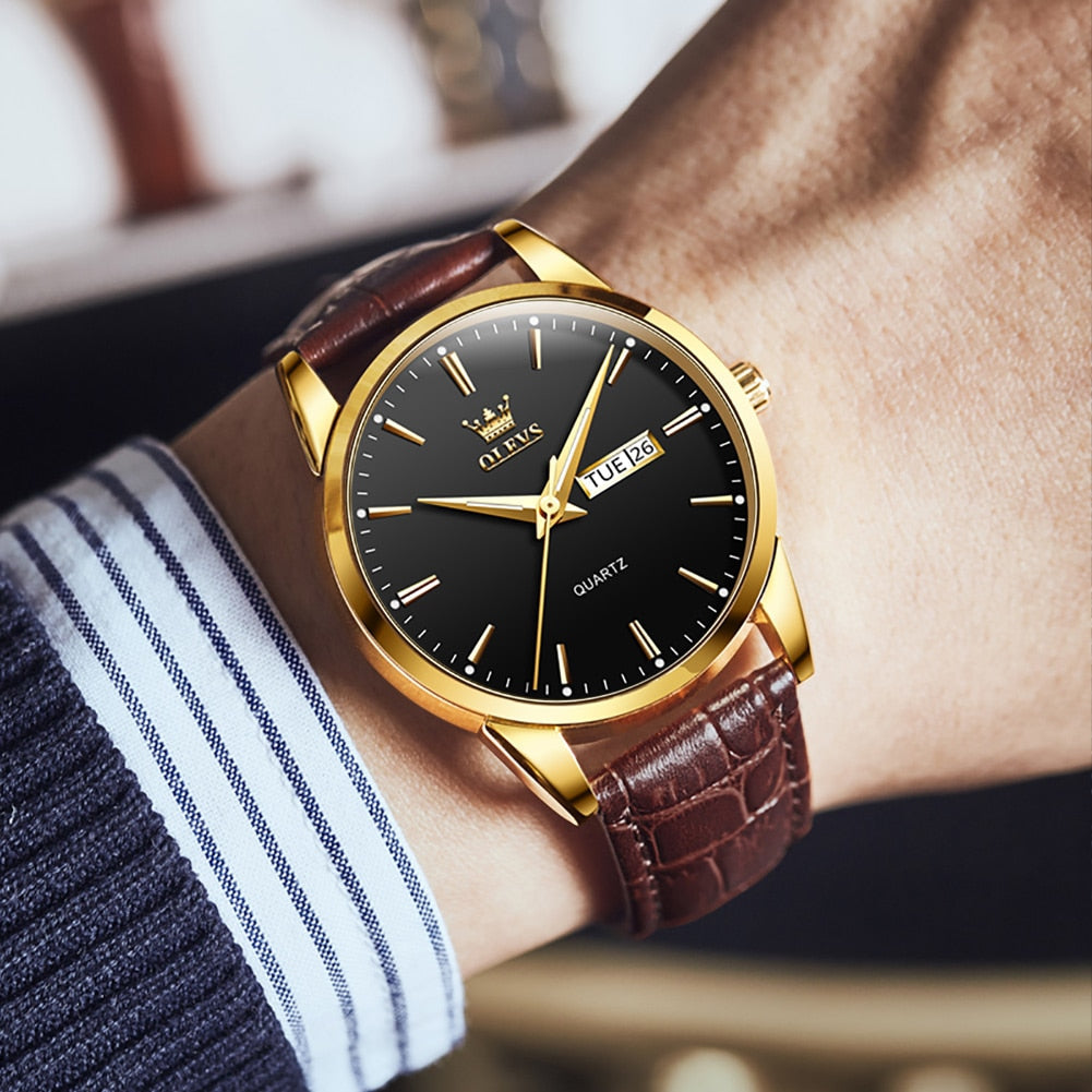 Luxuriöse Leder Business Uhr