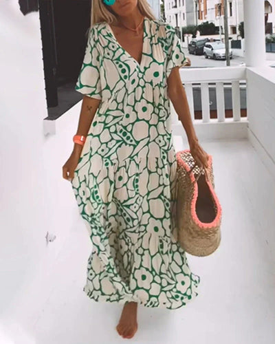 Christine | Fließendes Sommerkleid mit V-Ausschnitt-Charme