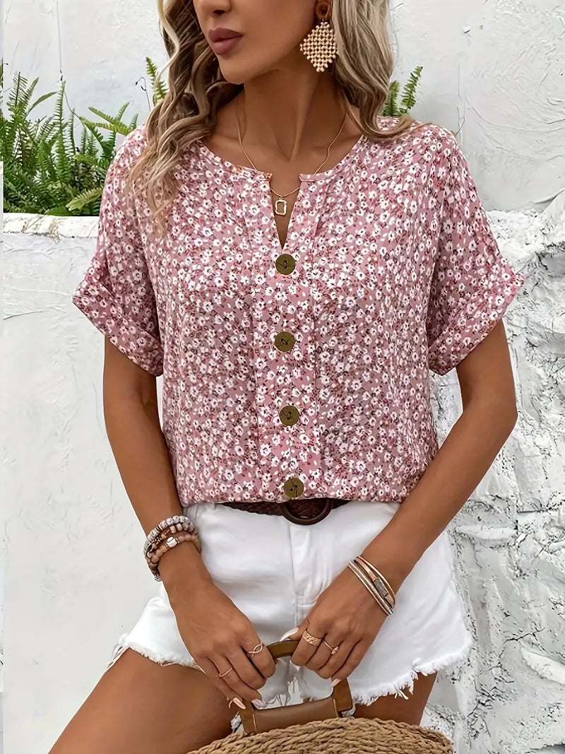 Geblümte Button-up-Bluse