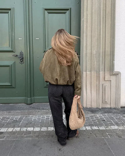 Luna™ – Faux Suede Bomber Jacket