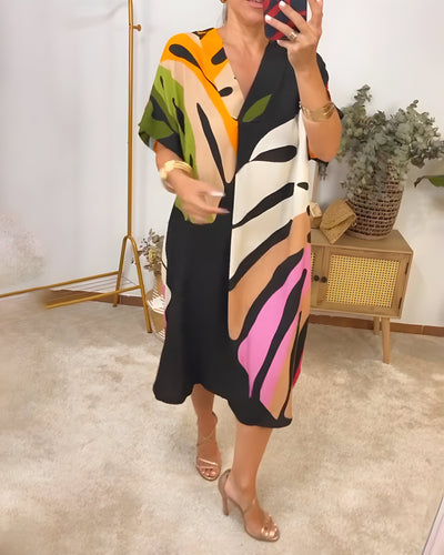 Roos™ - Lässiges Kleid mit Bunter Blattprint