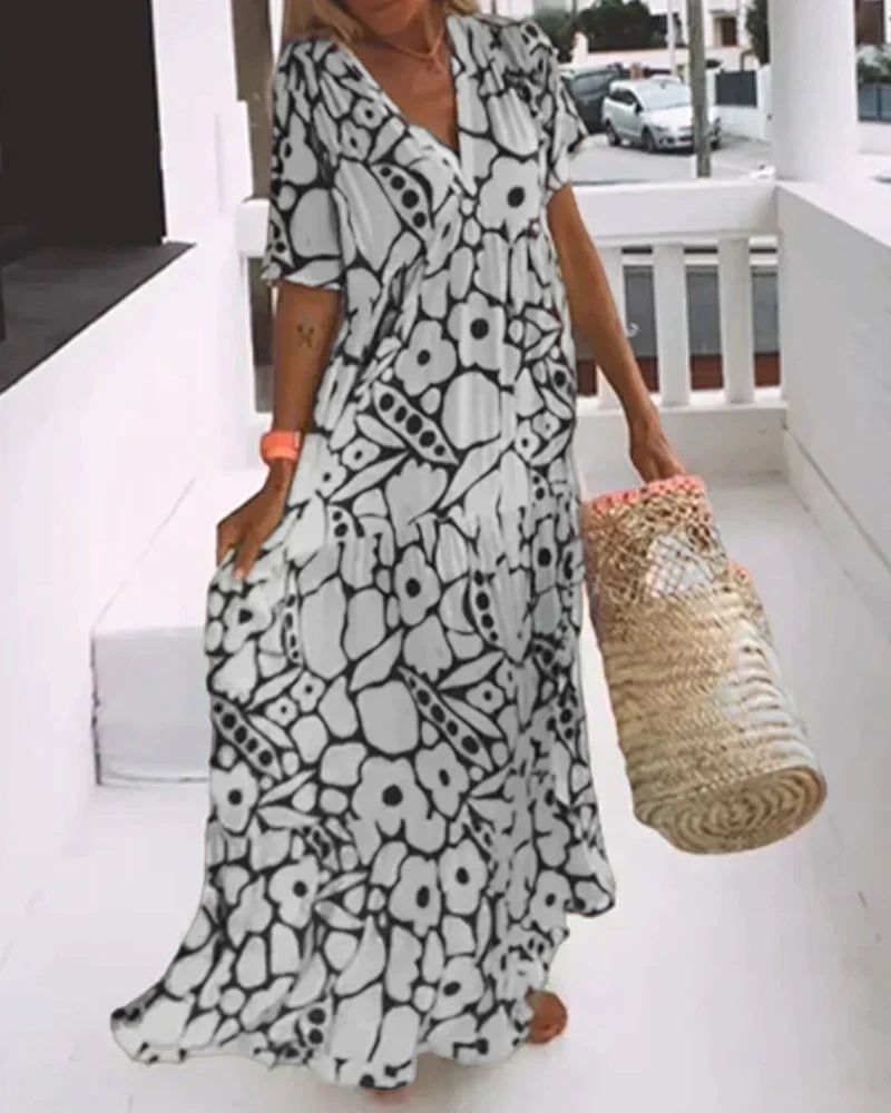Christine | Fließendes Sommerkleid mit V-Ausschnitt-Charme