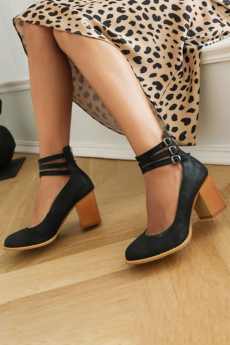 Caa™ - Glatte Sandalen mit Knöchelriemen und dickem Absatz