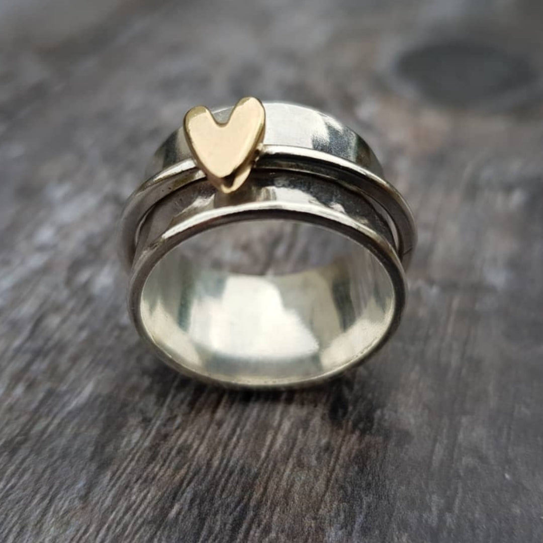 Vintage Goldherz - Einzigartiger Ring in Gold und Silber – Eleganz und Stil in einem
