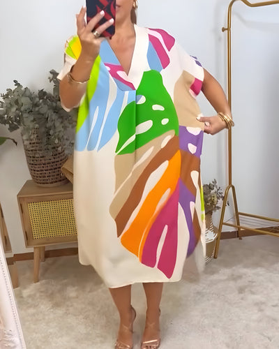 Roos™ - Lässiges Kleid mit Bunter Blattprint