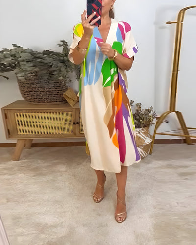 Roos™ - Lässiges Kleid mit Bunter Blattprint