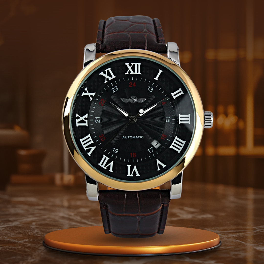 Luxuriöse Automatik-Lederuhr