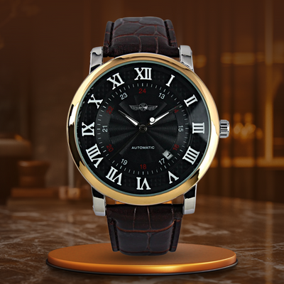 Luxuriöse Automatik-Lederuhr