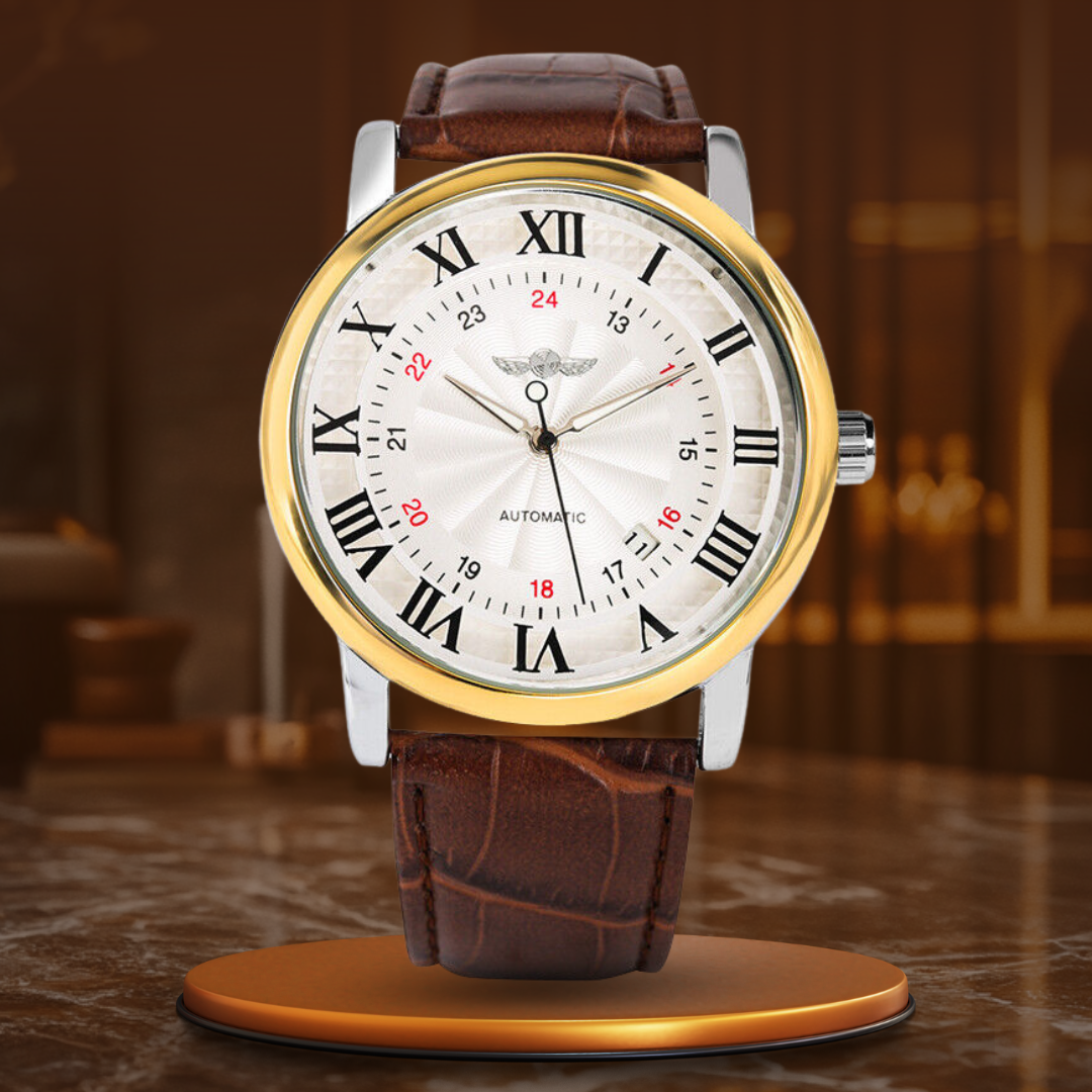 Luxuriöse Automatik-Lederuhr