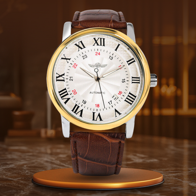 Luxuriöse Automatik-Lederuhr