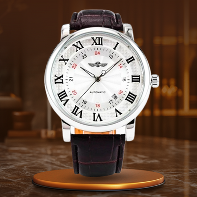 Luxuriöse Automatik-Lederuhr