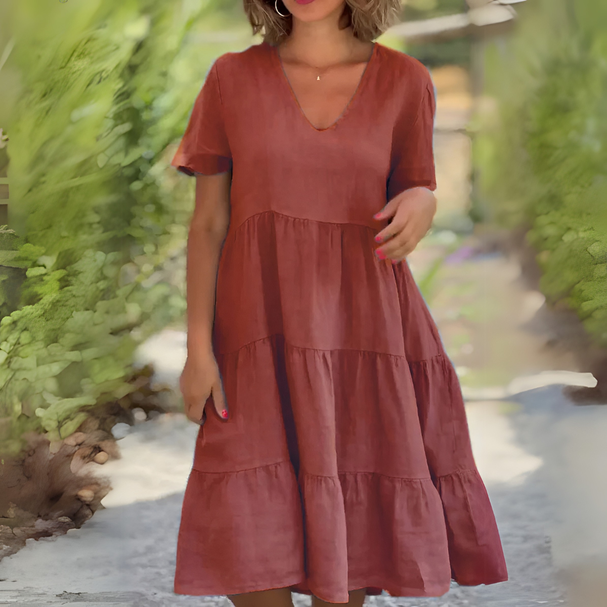 Luce | Müheloses V-Ausschnitt-Kleid für Arbeit & Wochenende