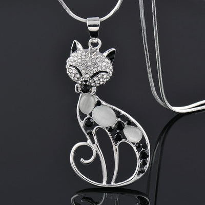 Elegante Halskette Chat d’Amour aus Silber mit funkelndem Zirkonia
