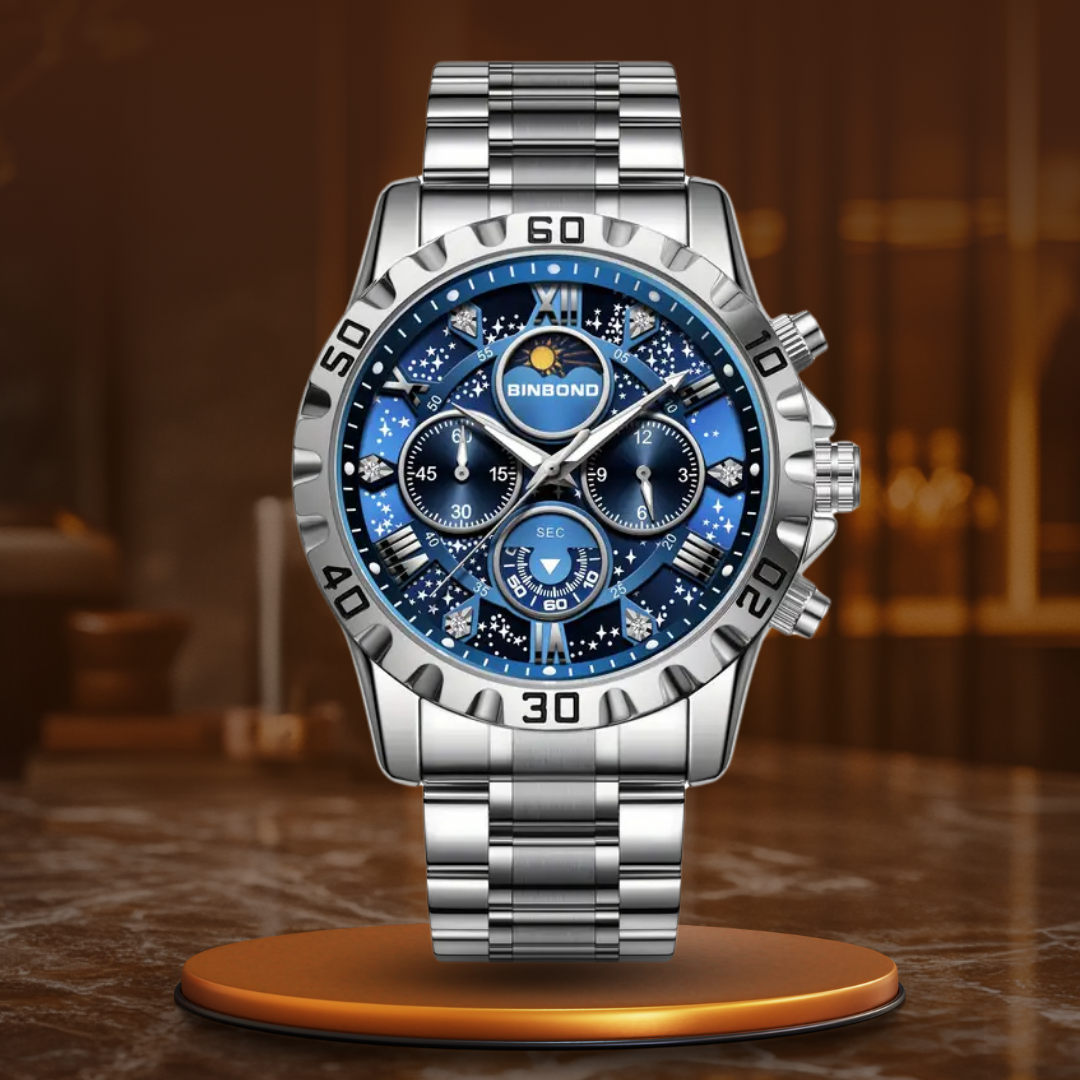 Luxuriöser Chronograph mit Metallarmband