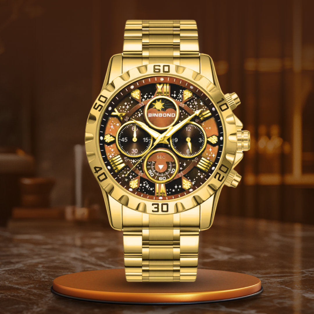 Luxuriöser Chronograph mit Metallarmband