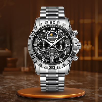 Luxuriöser Chronograph mit Metallarmband