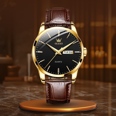 Luxuriöse Leder Business Uhr