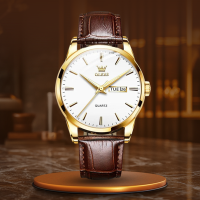 Luxuriöse Leder Business Uhr