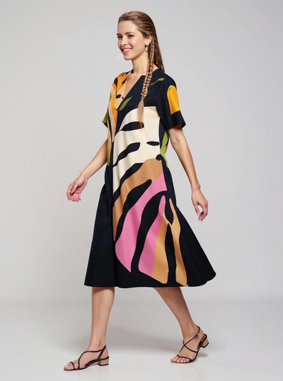 Roos™ - Lässiges Kleid mit Bunter Blattprint