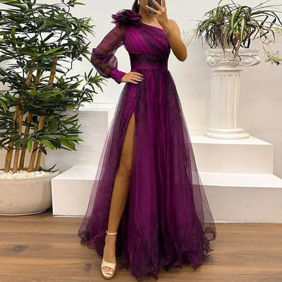 Leni™ - Trendiges Maxikleid mit Maschenprint und einer Schulter